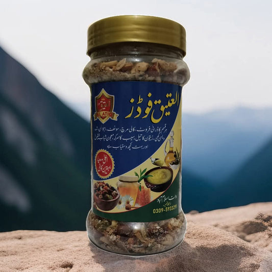 Al Atiq Shahi Panjeeri is a powerful, nutrient-rich herbal blend that promotes energy, improves digestion, and boosts immunity. Made with natural ingredients, it’s perfect for enhancing your daily vitality and well-being